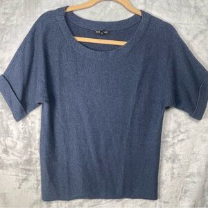 Eileen Fisher sweater dusk blue short sleeve, petite (PP) cotton/cashmere blend
